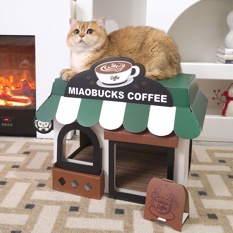 ZezeLife Café Cardboard Cat House, view 4
