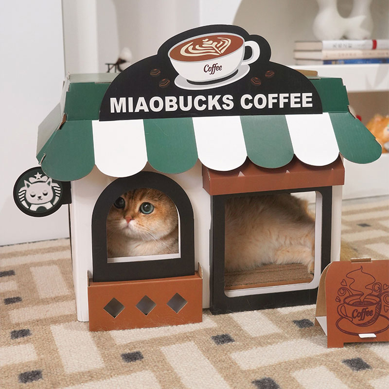 ZezeLife Café Cardboard Cat House, view 5