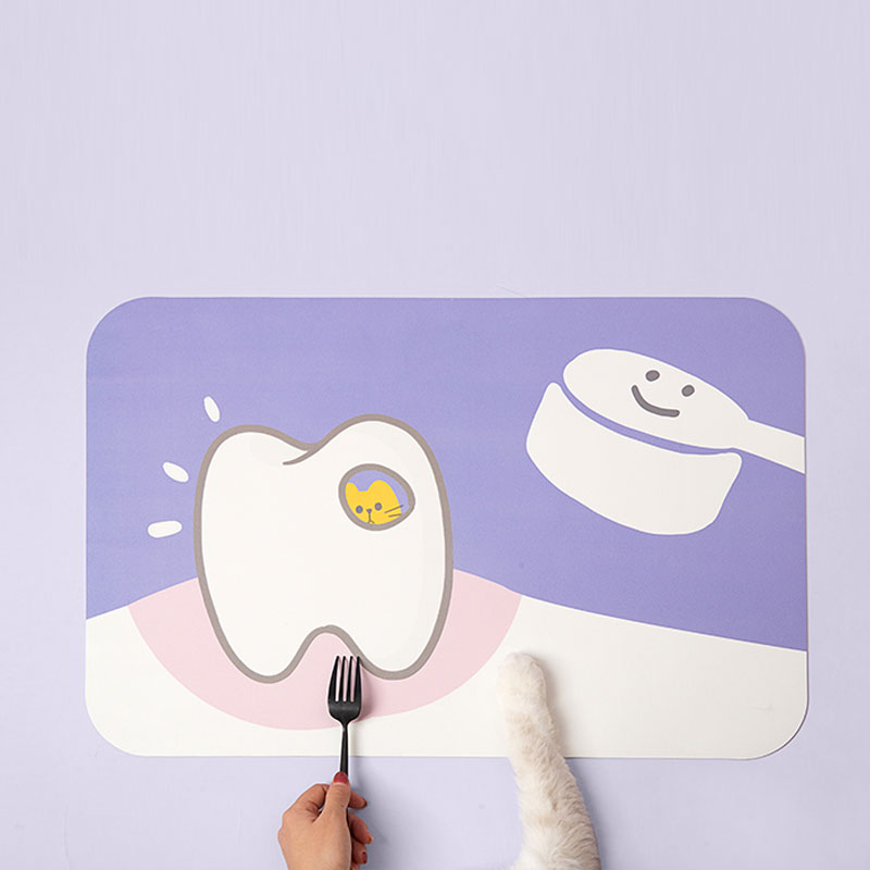 ZezeLife Cartoon Teeth Cat Food Mat, view 3