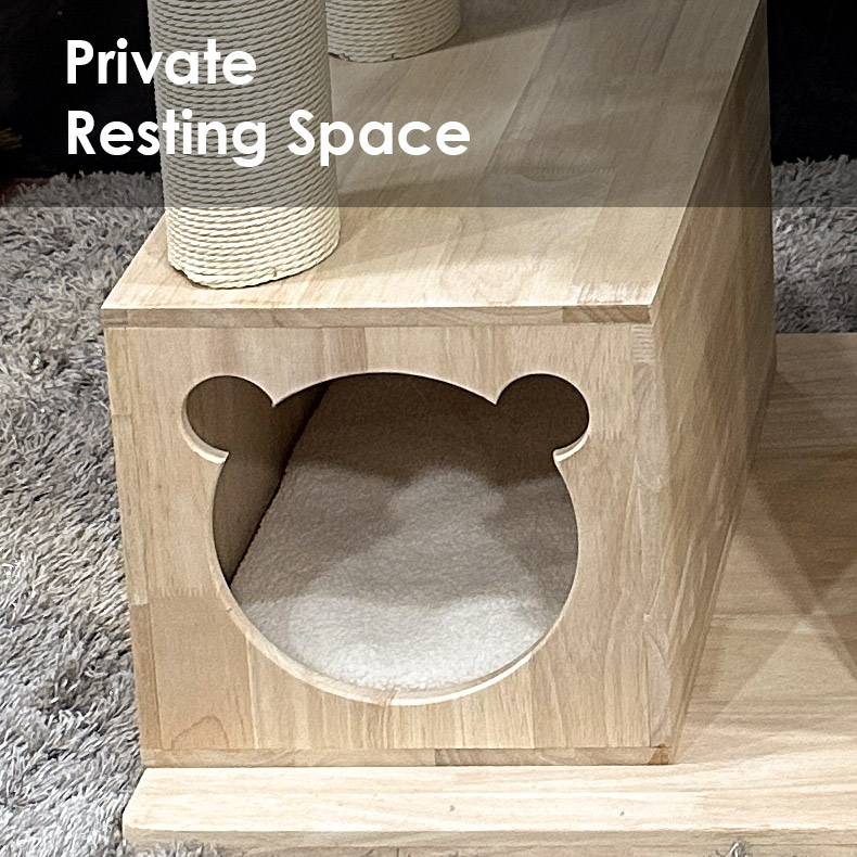 ZezeLife Cat Hotel Solid Wood Cat Tree, view 6