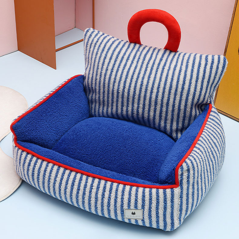 ZezeLife Charming Blue Striped Cat Couch, view 4