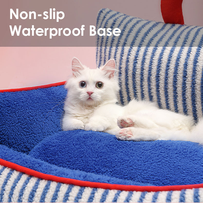ZezeLife Charming Blue Striped Cat Couch, view 5
