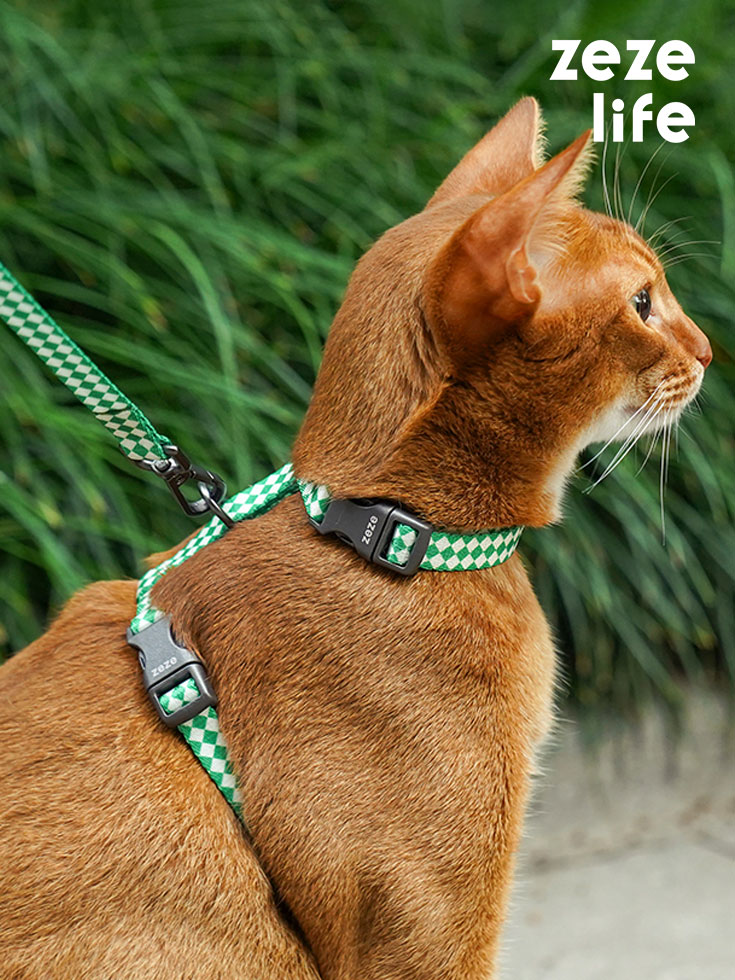 ZezeLife Checkerboard Cat Harness and Leash