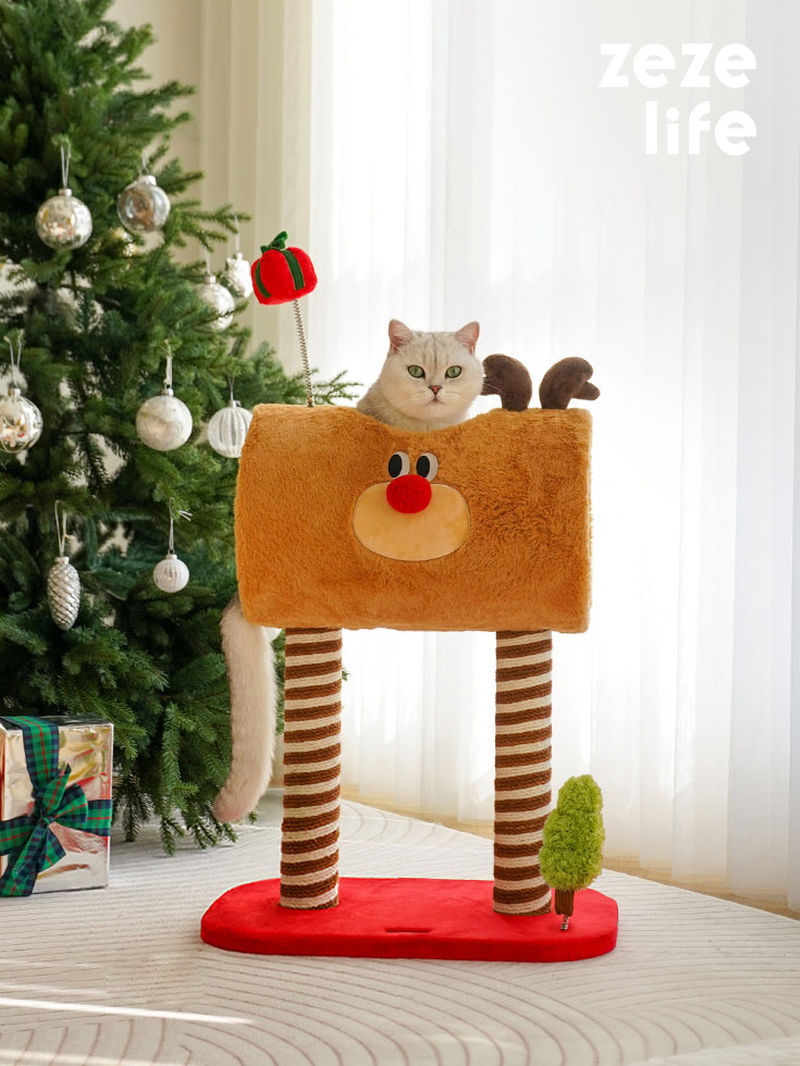 ZezeLife Christmas Deer Cat Tree