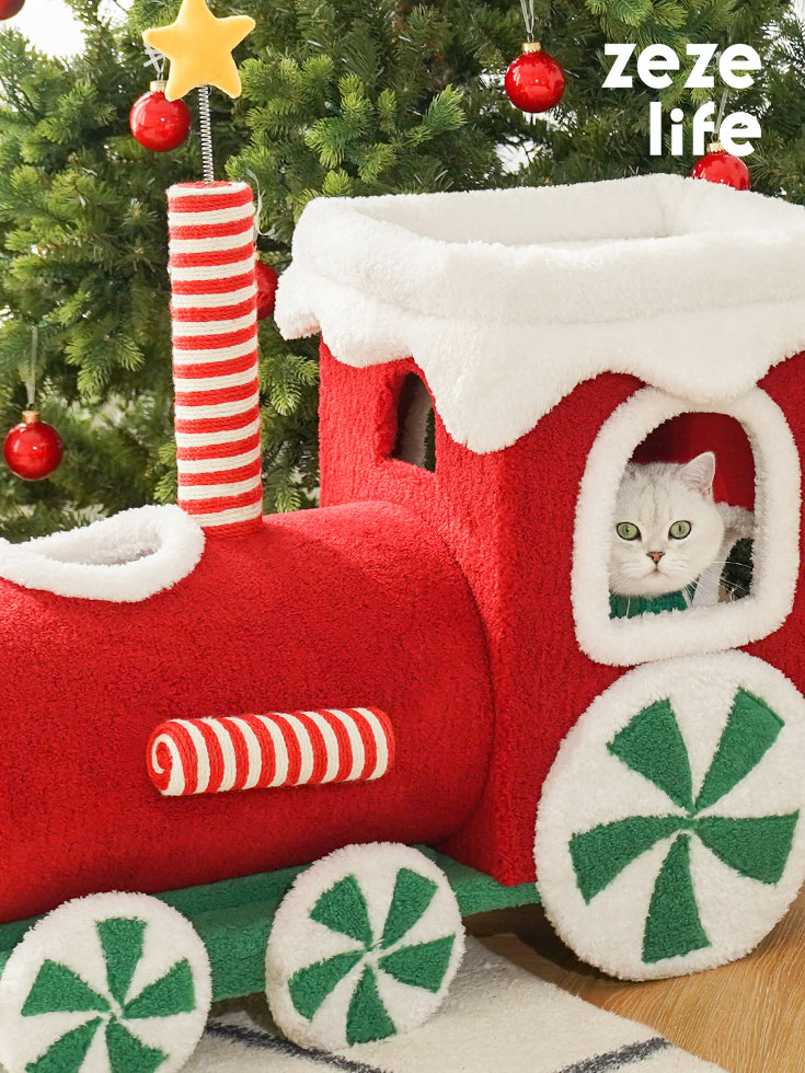 ZezeLife Christmas Train Cat Condo, view 2
