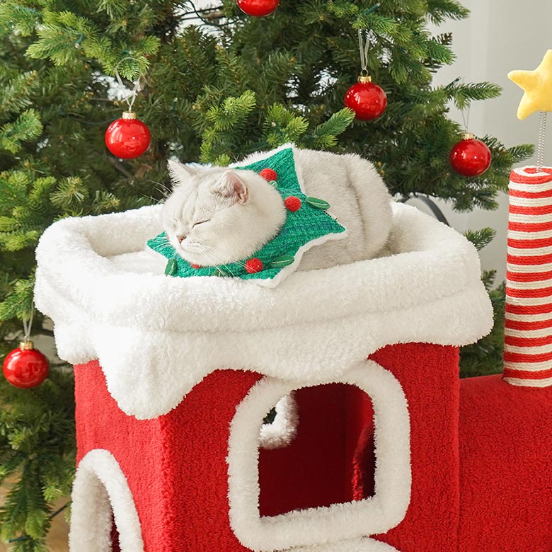 ZezeLife Christmas Train Cat Condo, view 3