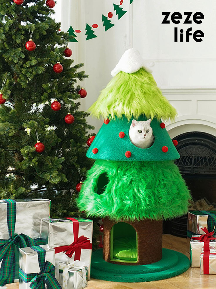ZezeLife Christmas Tree Cat Tower