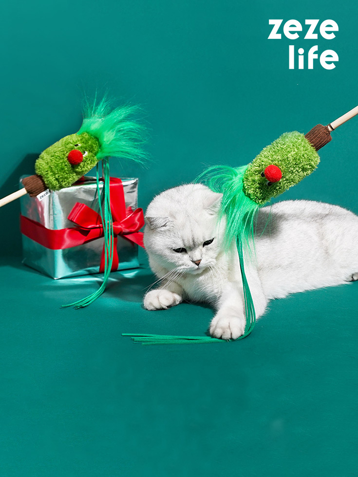 ZezeLife Christmas Tree Elf Cat Teaser, view 2