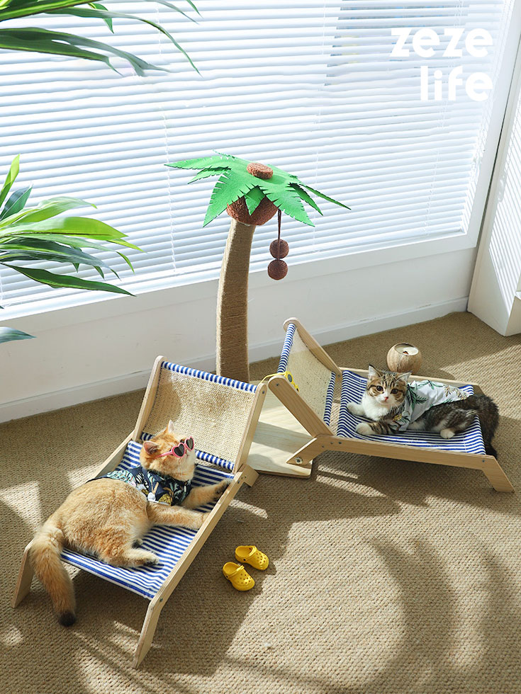 ZezeLife Coconut Tree Cat Scratching Post & Cat Recliner