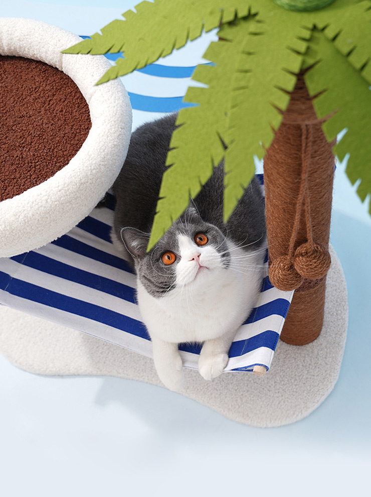 ZezeLife Palm Tree Cat Tree with Hammock, view 4