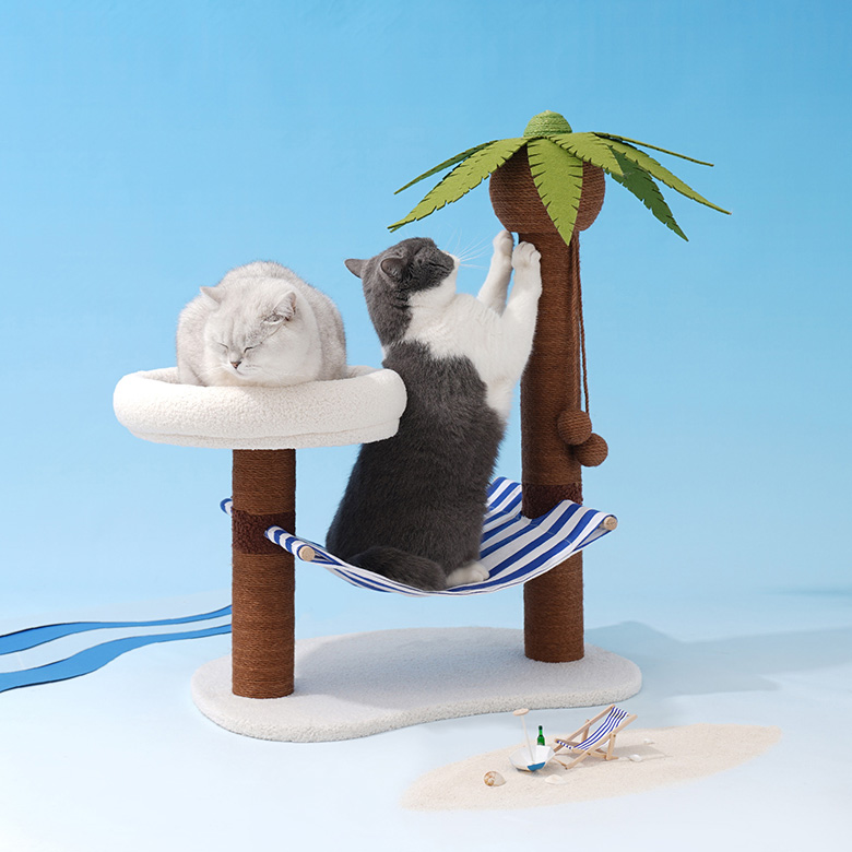 ZezeLife Palm Tree Cat Tree with Hammock, view 5