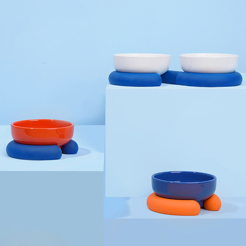 ZezeLife Colorful Ceramic Cat Bowl, view 6