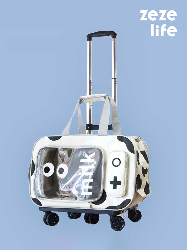 ZezeLife Cow Milk Rolling Pet Carrier