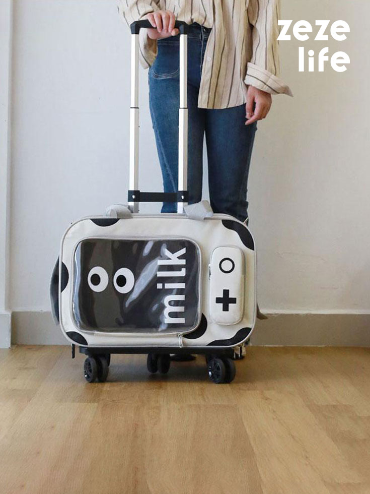 ZezeLife Cow Milk Rolling Pet Carrier, view 2