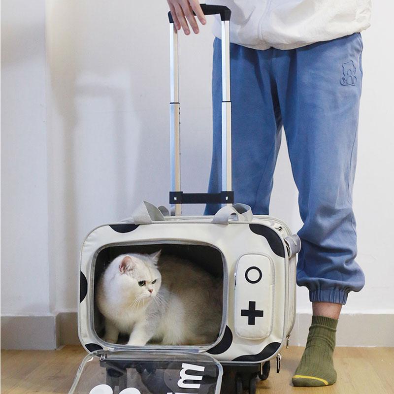 ZezeLife Cow Milk Rolling Pet Carrier, view 4