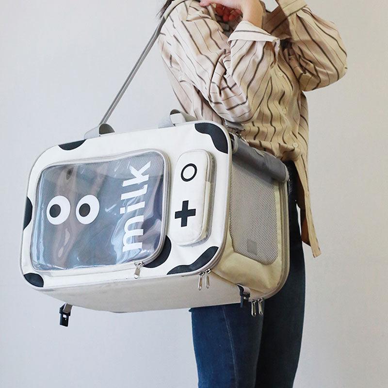 ZezeLife Cow Milk Rolling Pet Carrier, view 5