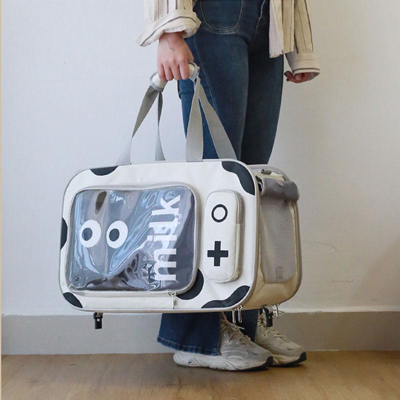 ZezeLife Cow Milk Rolling Pet Carrier, view 6