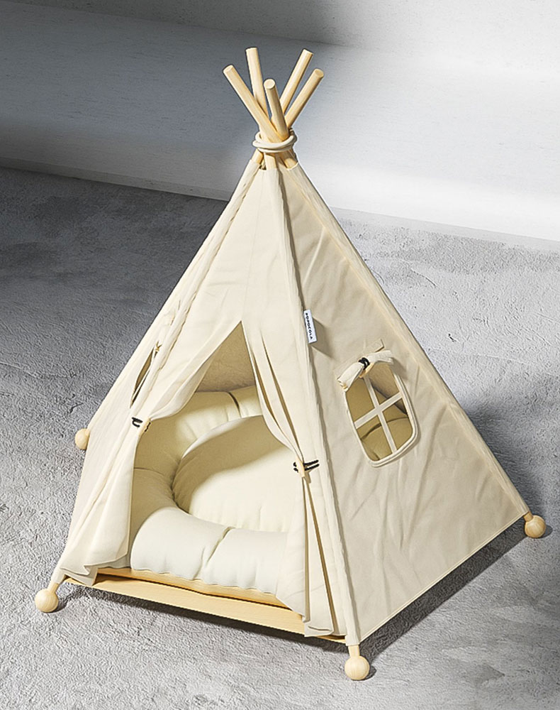 ZezeLife Cream Color Cat Teepee Bed, view 5
