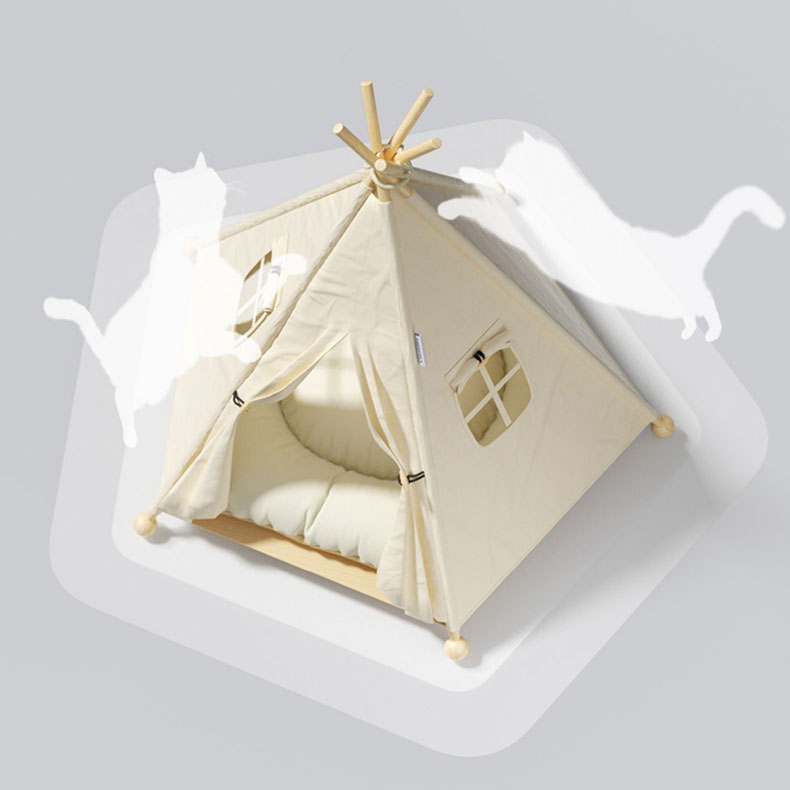 ZezeLife Cream Color Cat Teepee Bed, view 6