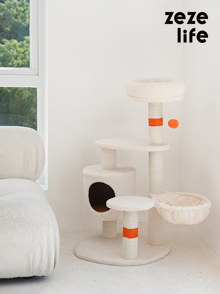 ZezeLife White Cream Style Cat Tree