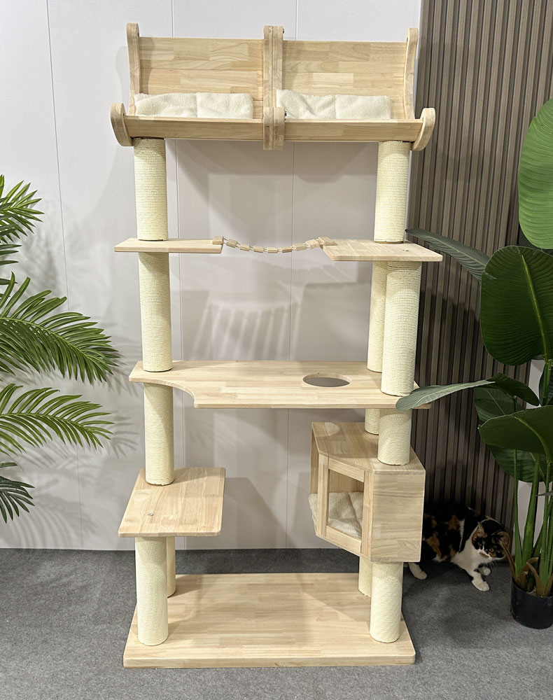 ZezeLife Deck Chair Solid Wood Cat Tree, view 4