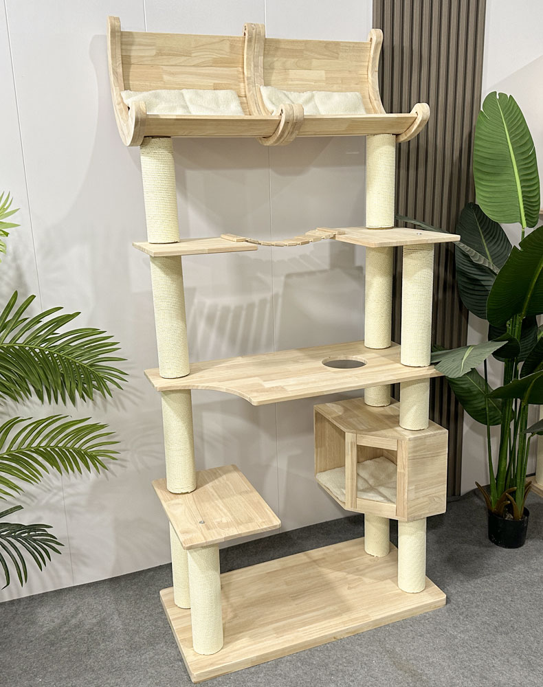 ZezeLife Deck Chair Solid Wood Cat Tree, view 6