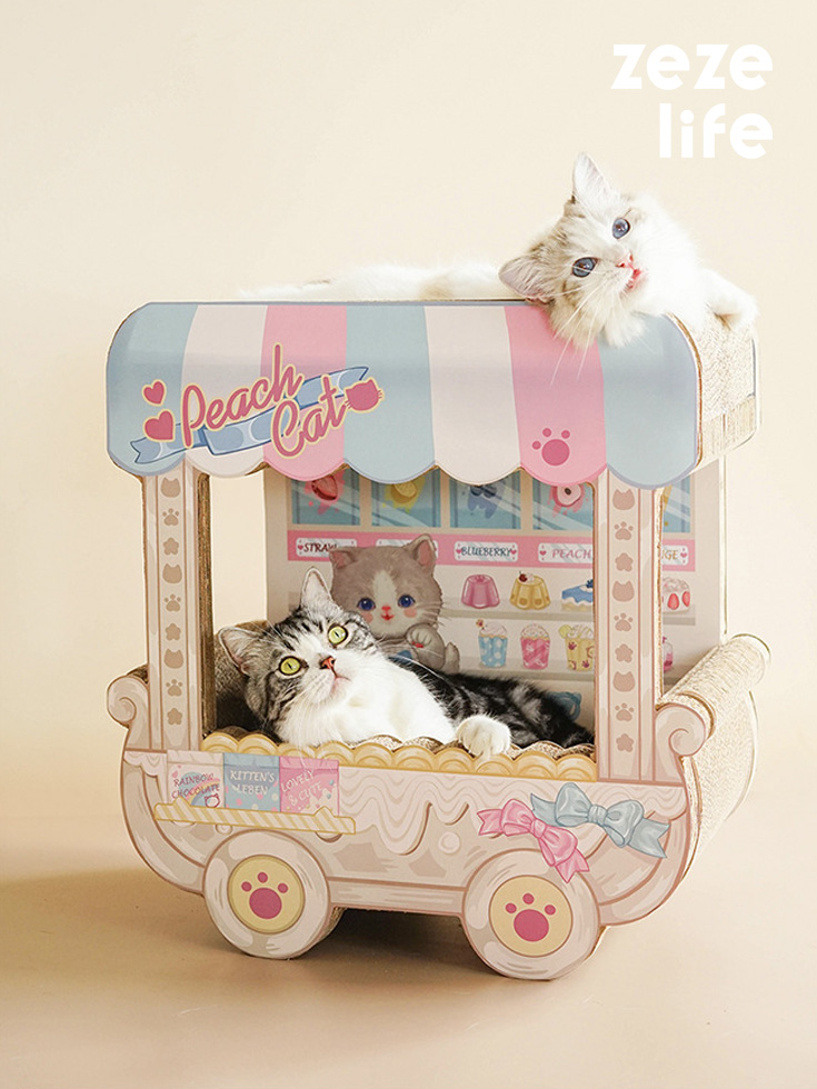 ZezeLife Dessert Trolley Cardboard Cat Scratcher