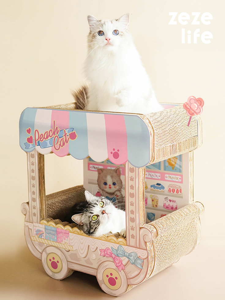 ZezeLife Dessert Trolley Cardboard Cat Scratcher, view 2