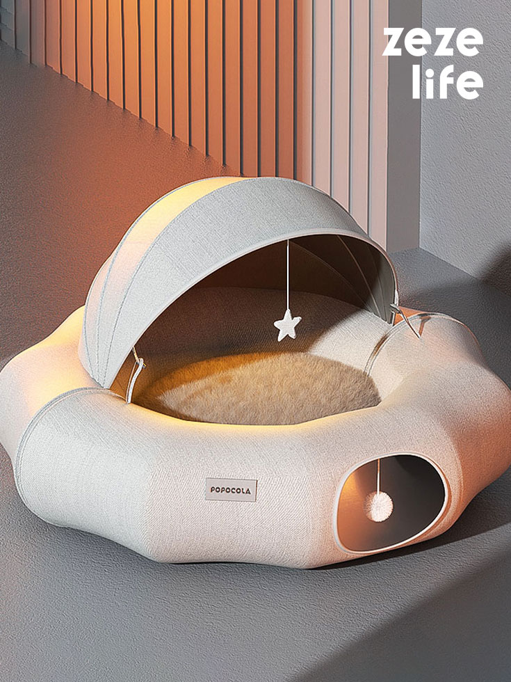 ZezeLife Detachable Tent Cat Tunnel Bed, view 2