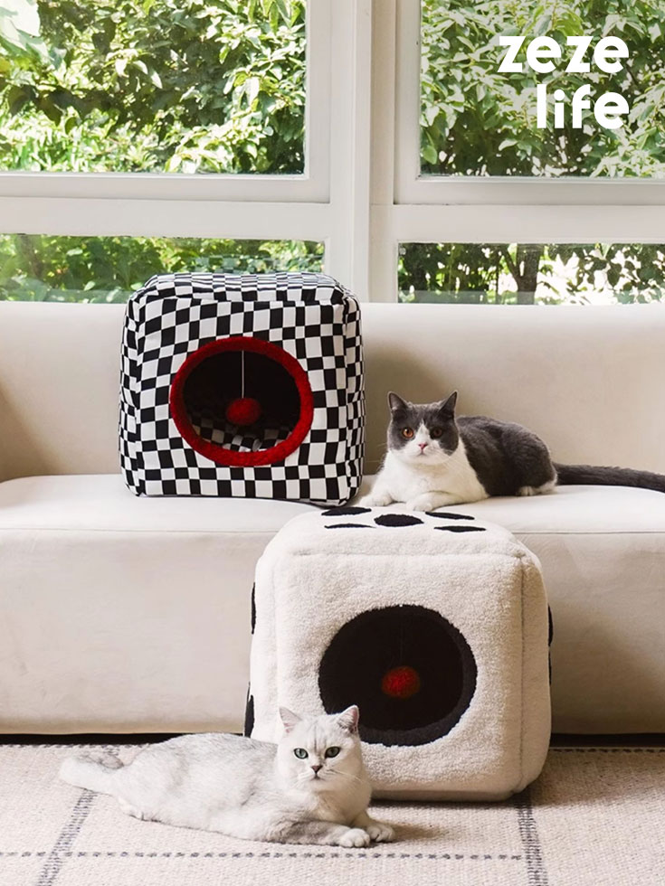 ZezeLife Dice Cat Cave Bed
