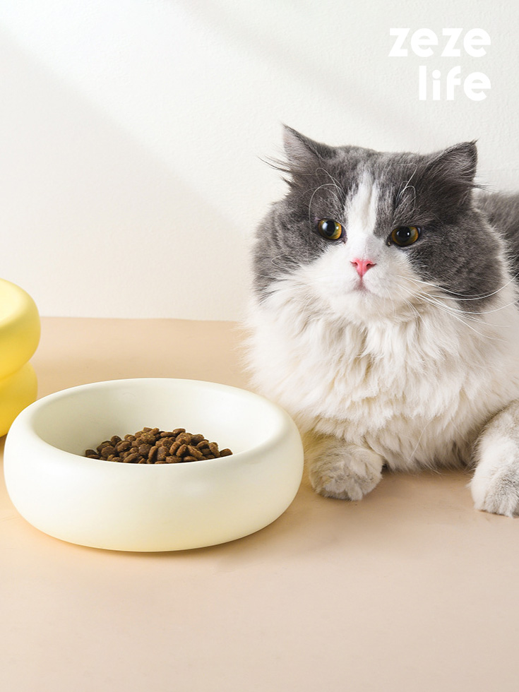 ZezeLife Donut Ceramic Cat Bowl