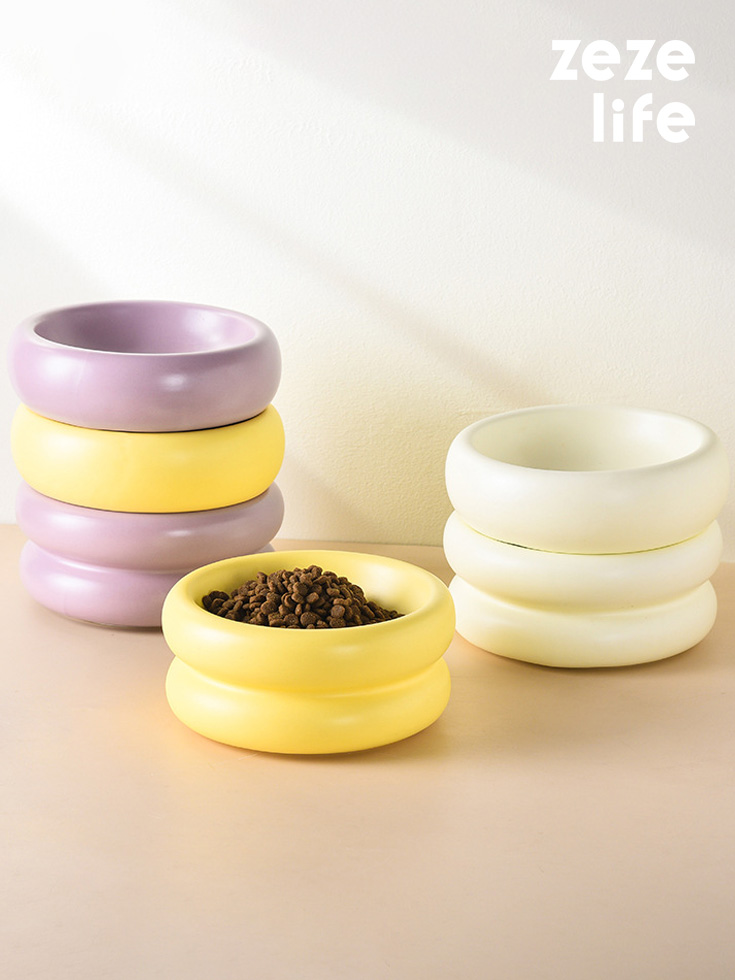 ZezeLife Donut Ceramic Cat Bowl, view 2