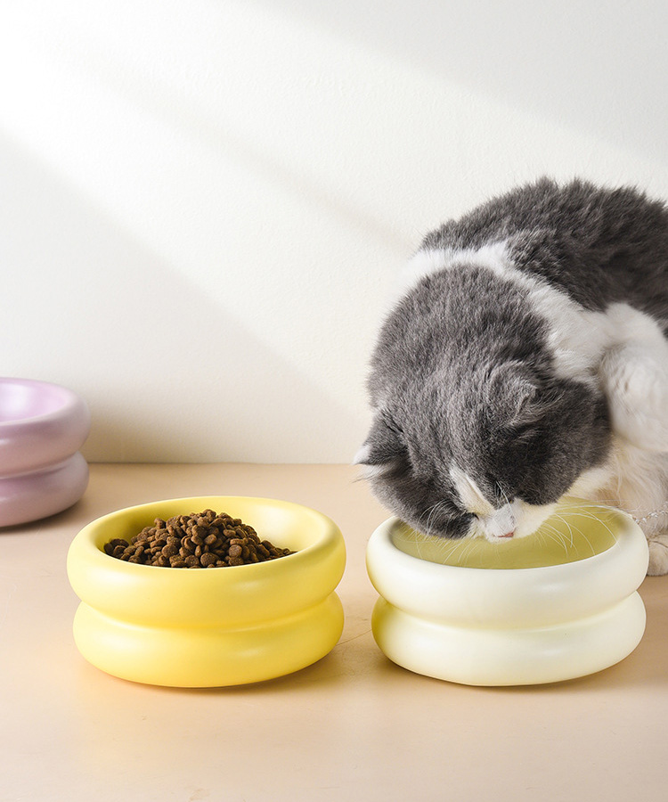 ZezeLife Donut Ceramic Cat Bowl, view 3