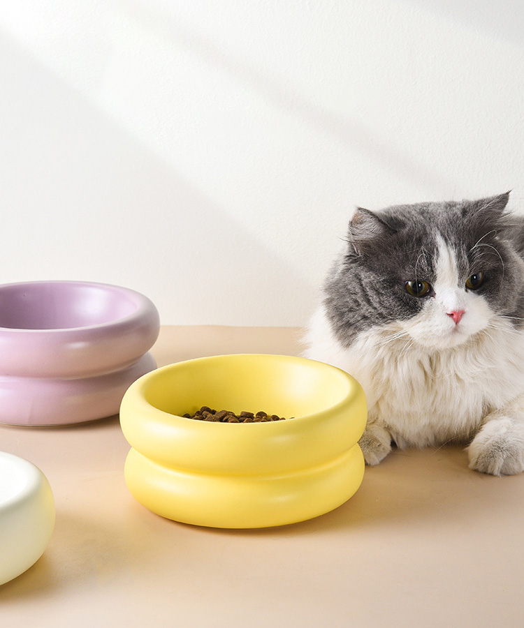 ZezeLife Donut Ceramic Cat Bowl, view 4