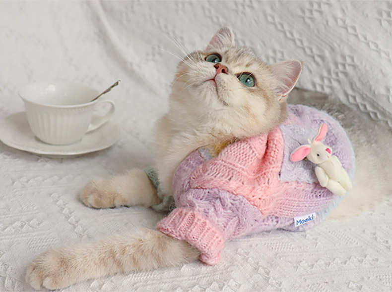 ZezeLife Dyed Rainbow Sweater Cat Clothes, view 6