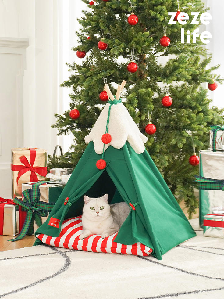 ZezeLife Evelvet Christmas Cat Teepee