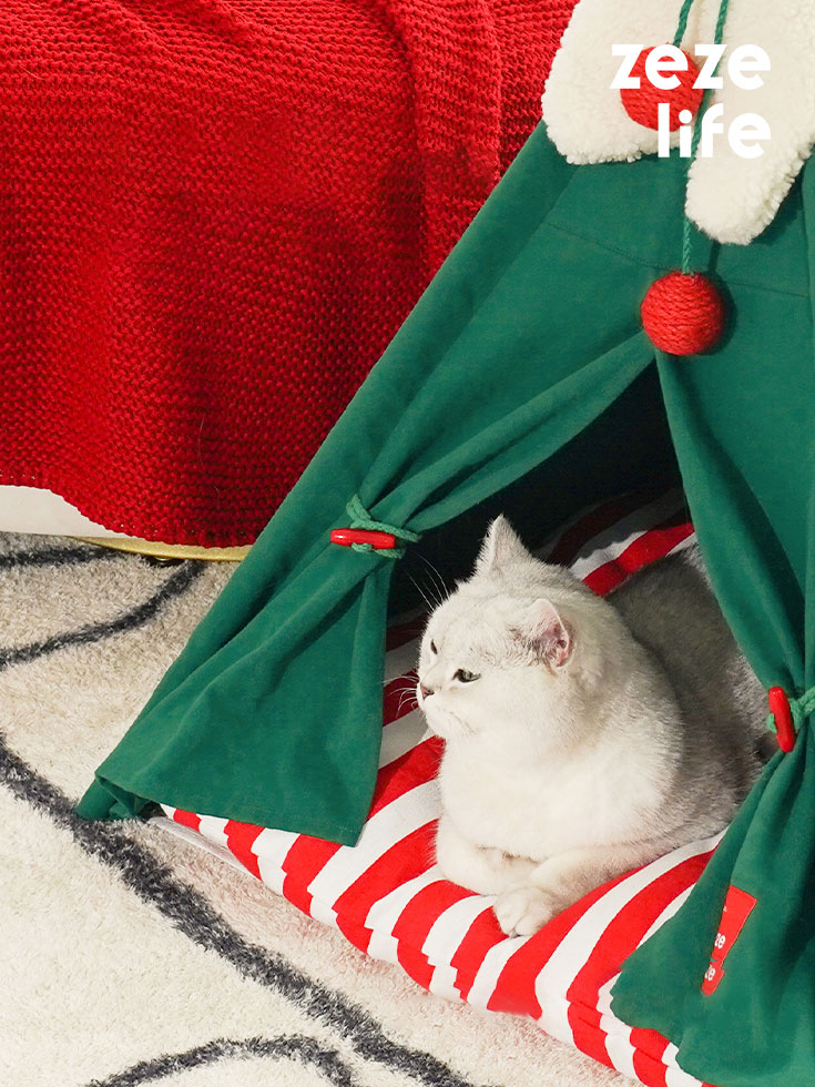 ZezeLife Evelvet Christmas Cat Teepee, view 2