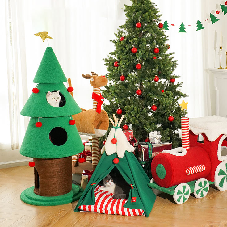 ZezeLife Evelvet Christmas Cat Teepee, view 3