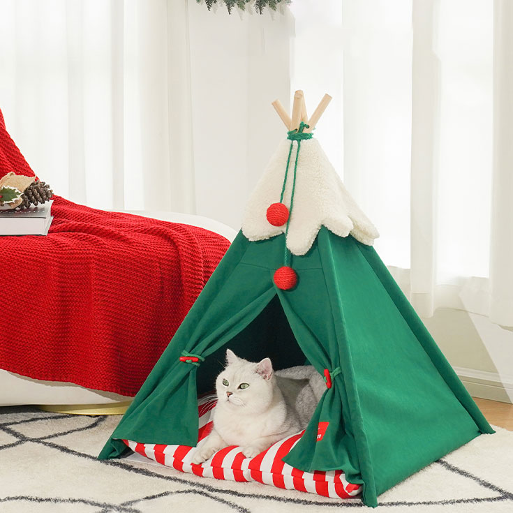 ZezeLife Evelvet Christmas Cat Teepee, view 4