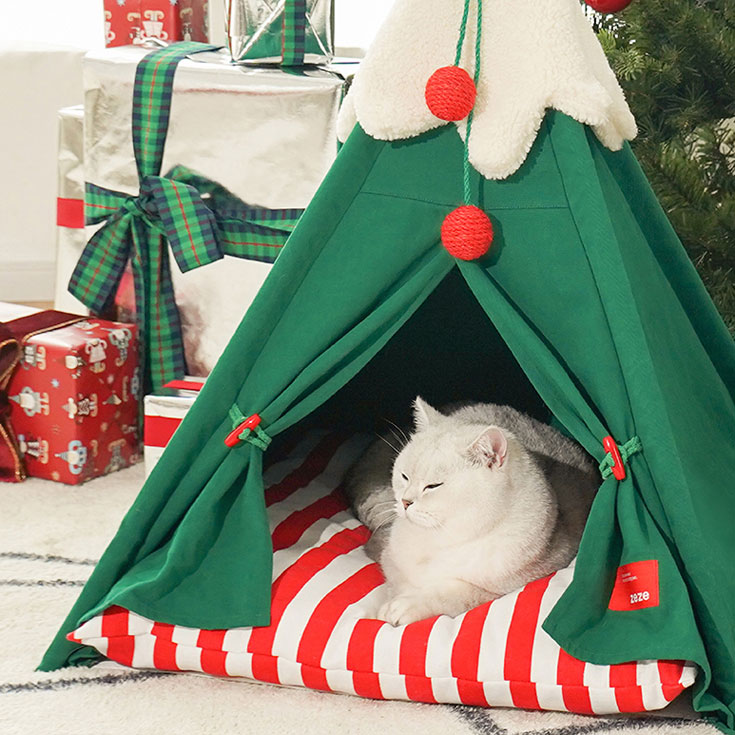 ZezeLife Evelvet Christmas Cat Teepee, view 6