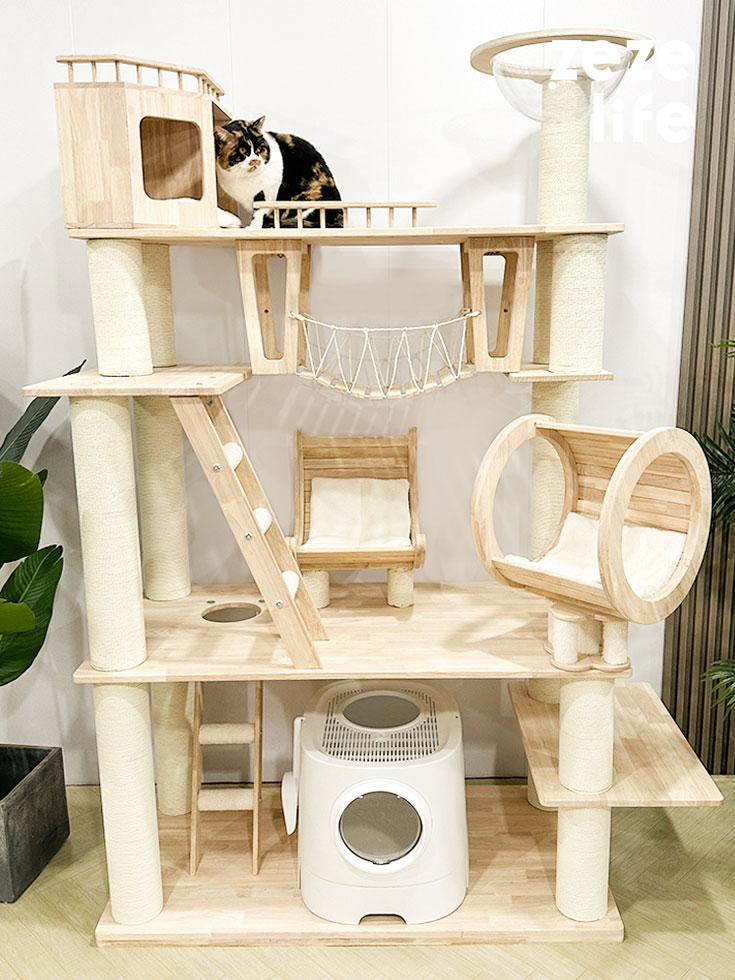 ZezeLife Fantasy Castle Solid Wood Cat Tree, view 2