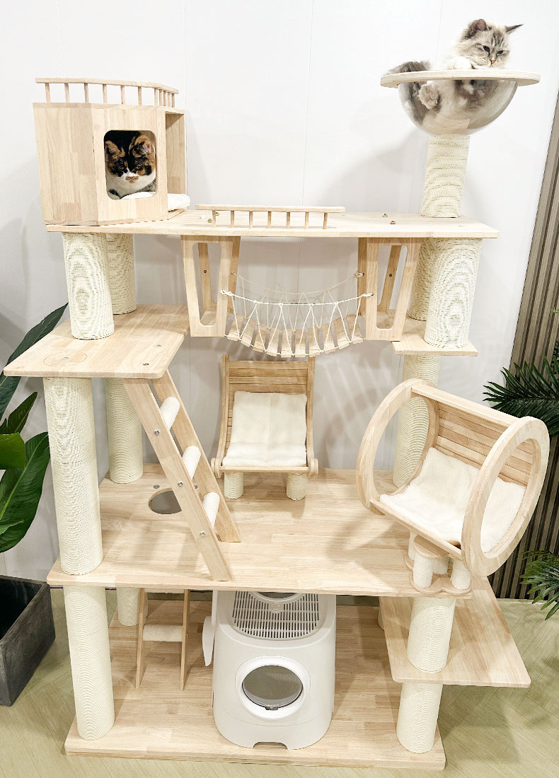 ZezeLife Fantasy Castle Solid Wood Cat Tree, view 3