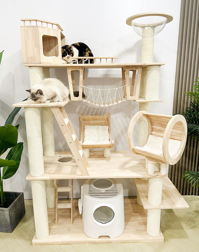 ZezeLife Fantasy Castle Solid Wood Cat Tree, view 4