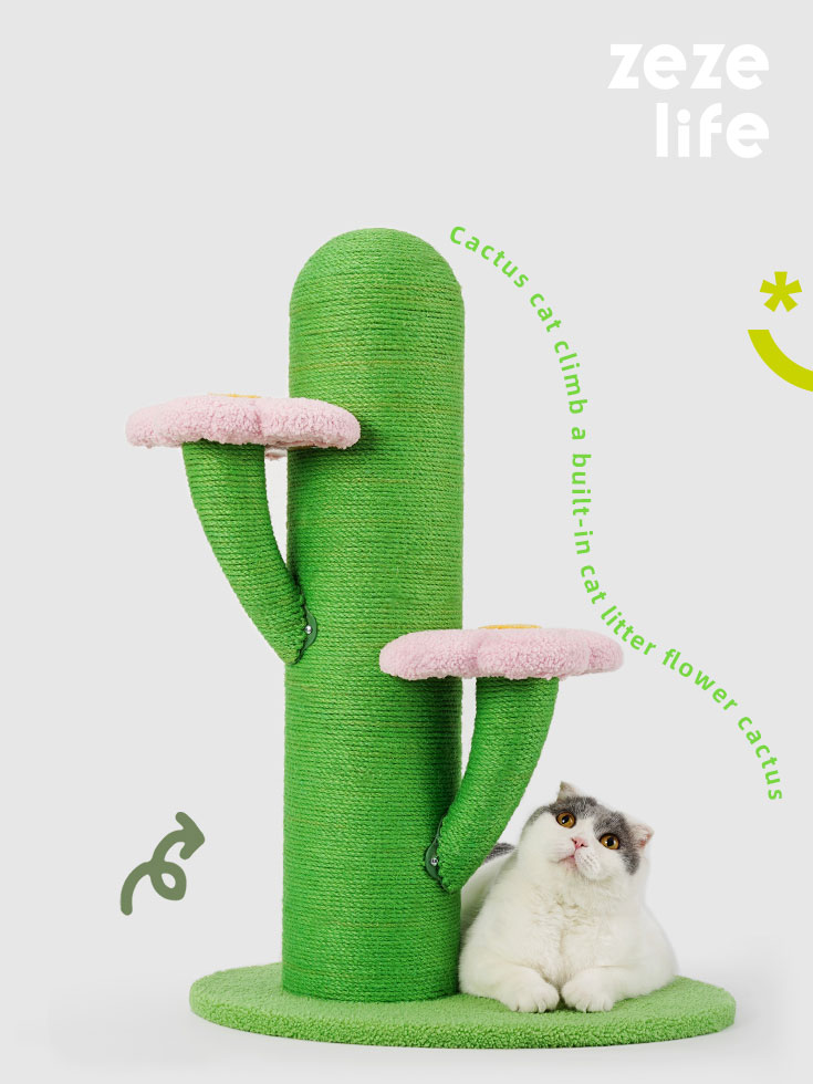 ZezeLife Flower and Cactus Cat Tree