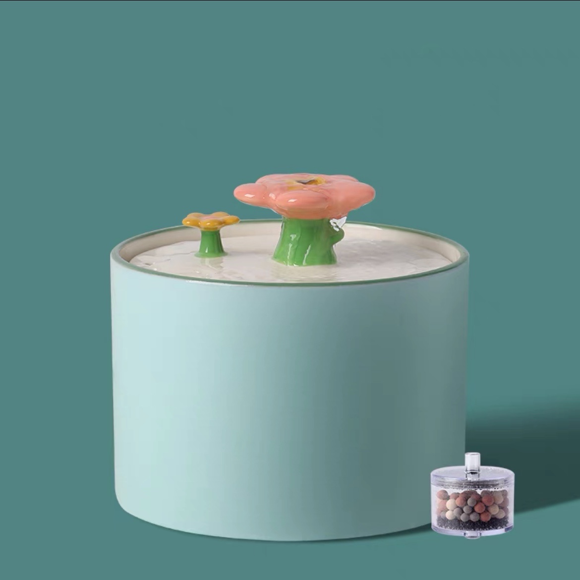 ZezeLife Flower Cat Water Fountain, view 3