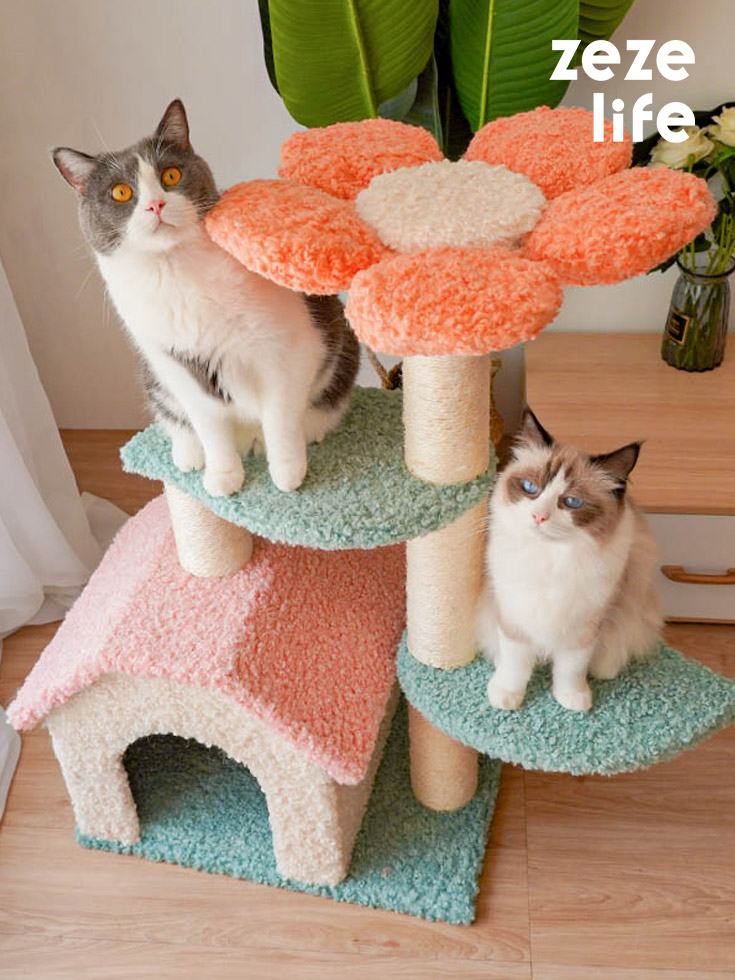 ZezeLife Flower House Cat Tree