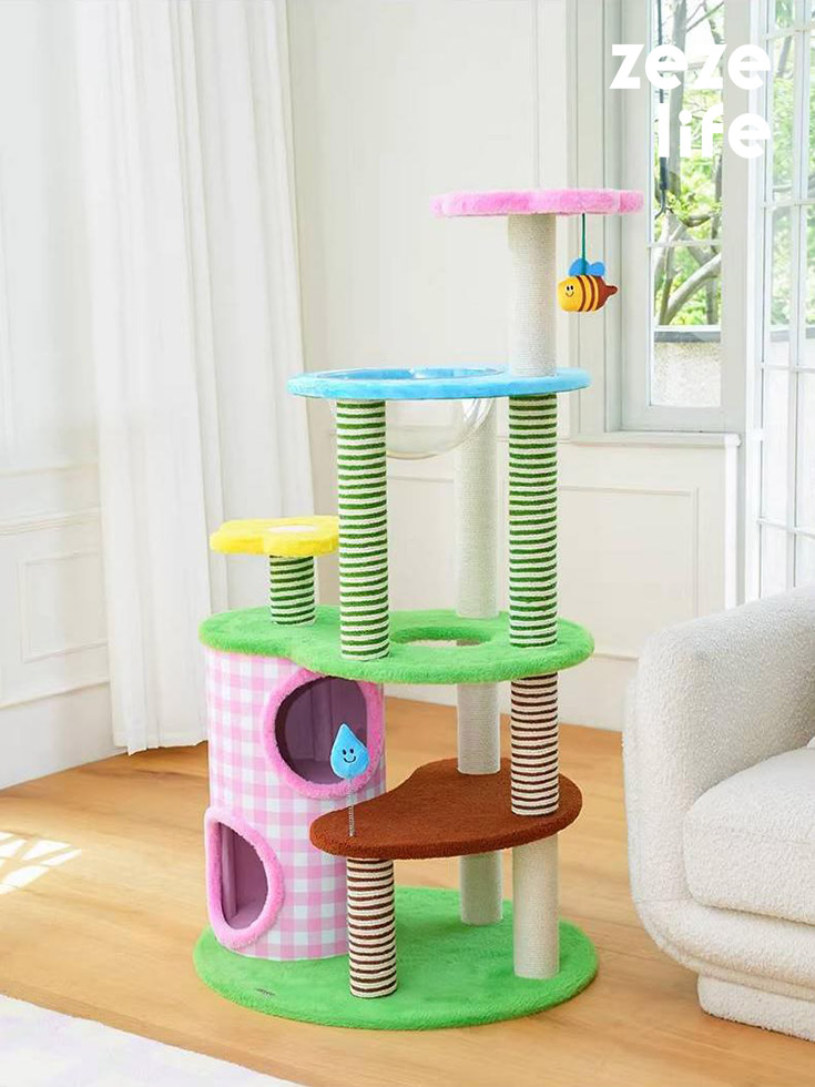 ZezeLife Flower-themed Amusement Park Cat Tree, view 2