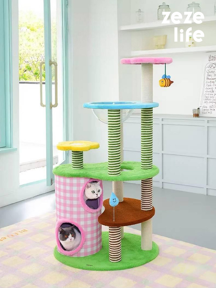 ZezeLife Flower-themed Amusement Park Cat Tree, view 3