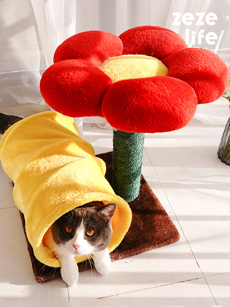 ZezeLife Flower Cat Tree With Tunnel