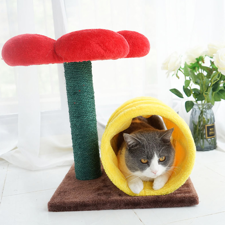 ZezeLife Flower Cat Tree With Tunnel, view 3